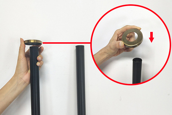 How to assemble a dual-purpose black-gold wood base island rack