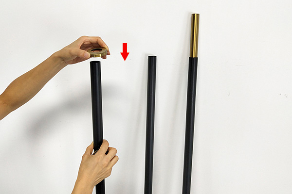 How to assemble the black-gold arc-shaped wooden base island rack