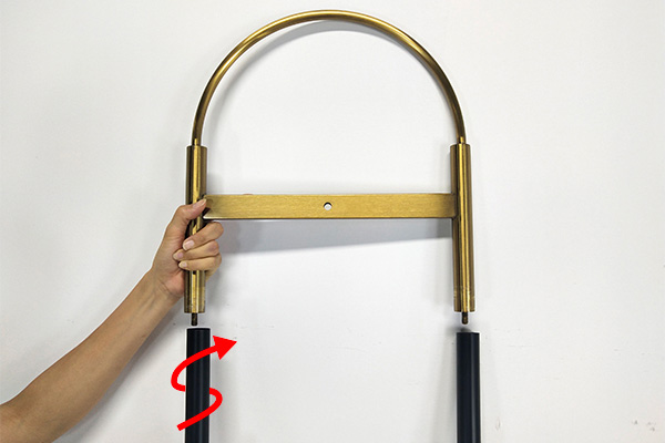 How to assemble the black-gold arc-shaped wooden base island rack