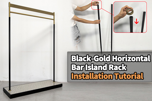 How to install the wooden base black-gold island rack